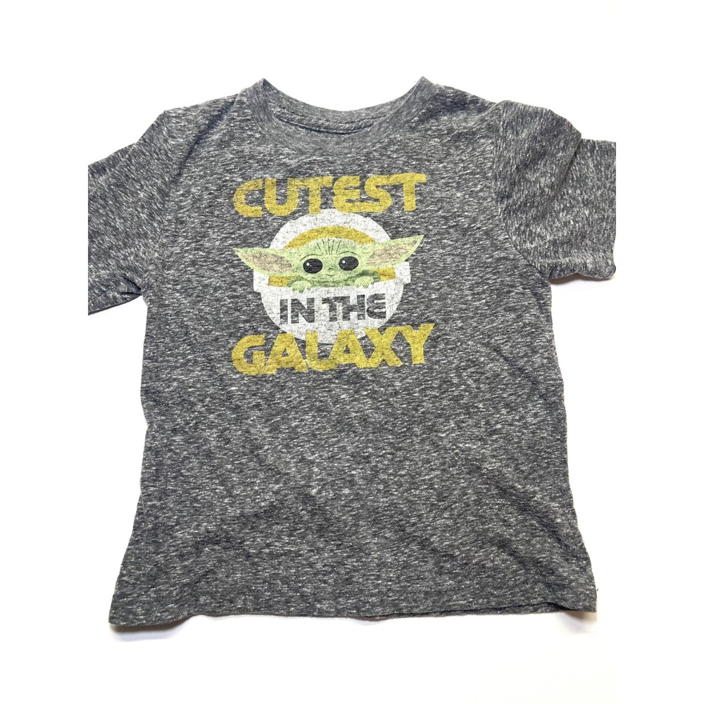 Star Wars Baby Yoda Cutest In The Galaxy Gray Heather Graphic T-Shirt 5T 0393